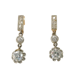 Lever-back earrings in white gold, yellow gold and diamonds