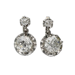 Lever-back earrings in White gold, Platinum, and Diamonds
