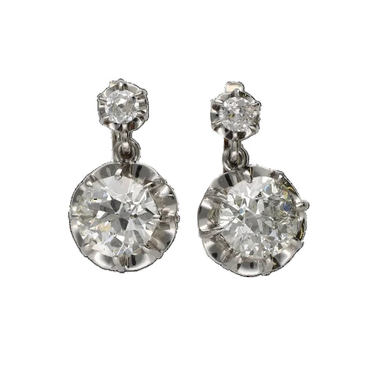 Lever-back earrings in White gold, Platinum, and Diamonds