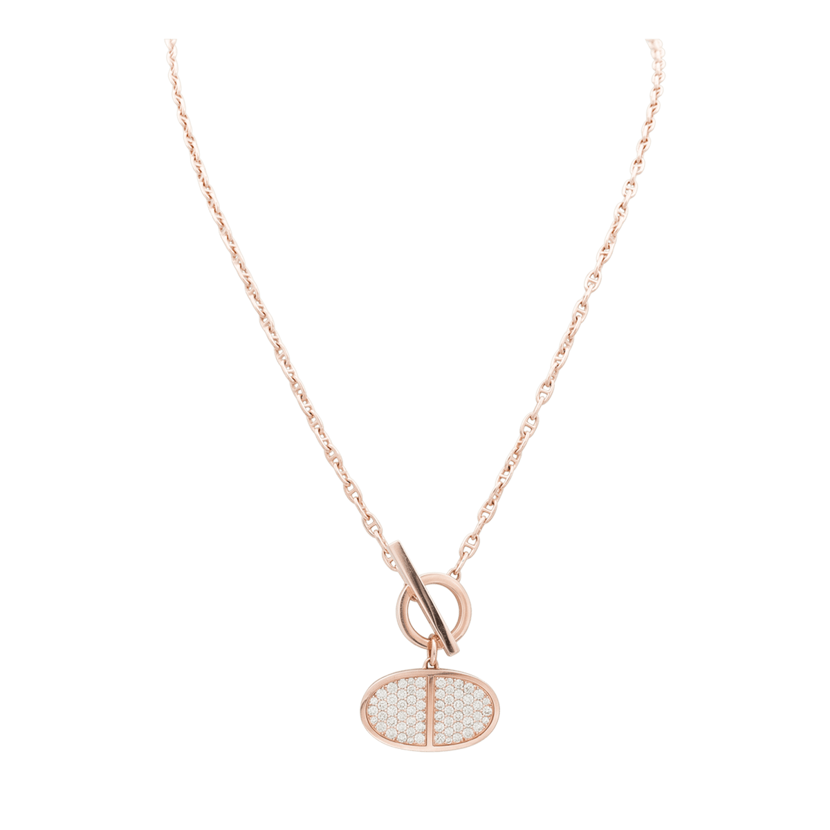 HERMÈS "Contour Anchor Chain" Pendant Necklace in rose gold and diamonds