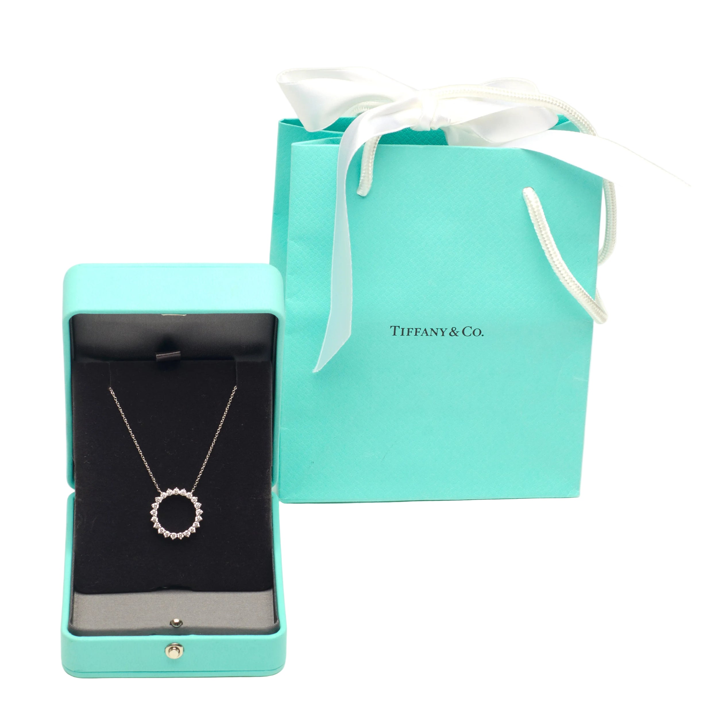 Necklace Pendant TIFFANY & CO. "Open Circle" in Platinum and Diamonds