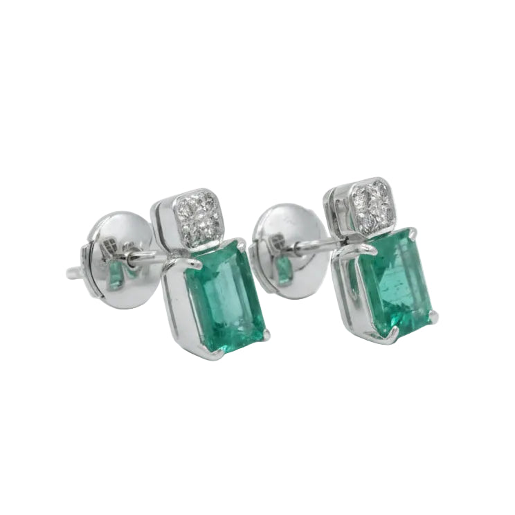 White Gold Earrings with Emeralds and Diamonds