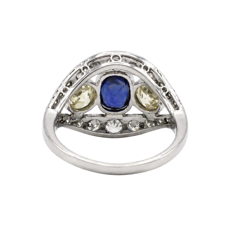 White Gold, Sapphire, and Diamond Ring