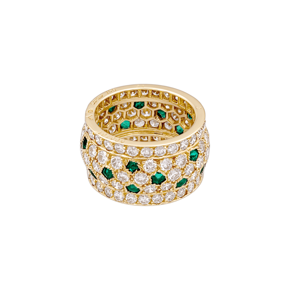 CARTIER "Nigeria" Band Ring in yellow gold, emeralds, and diamonds