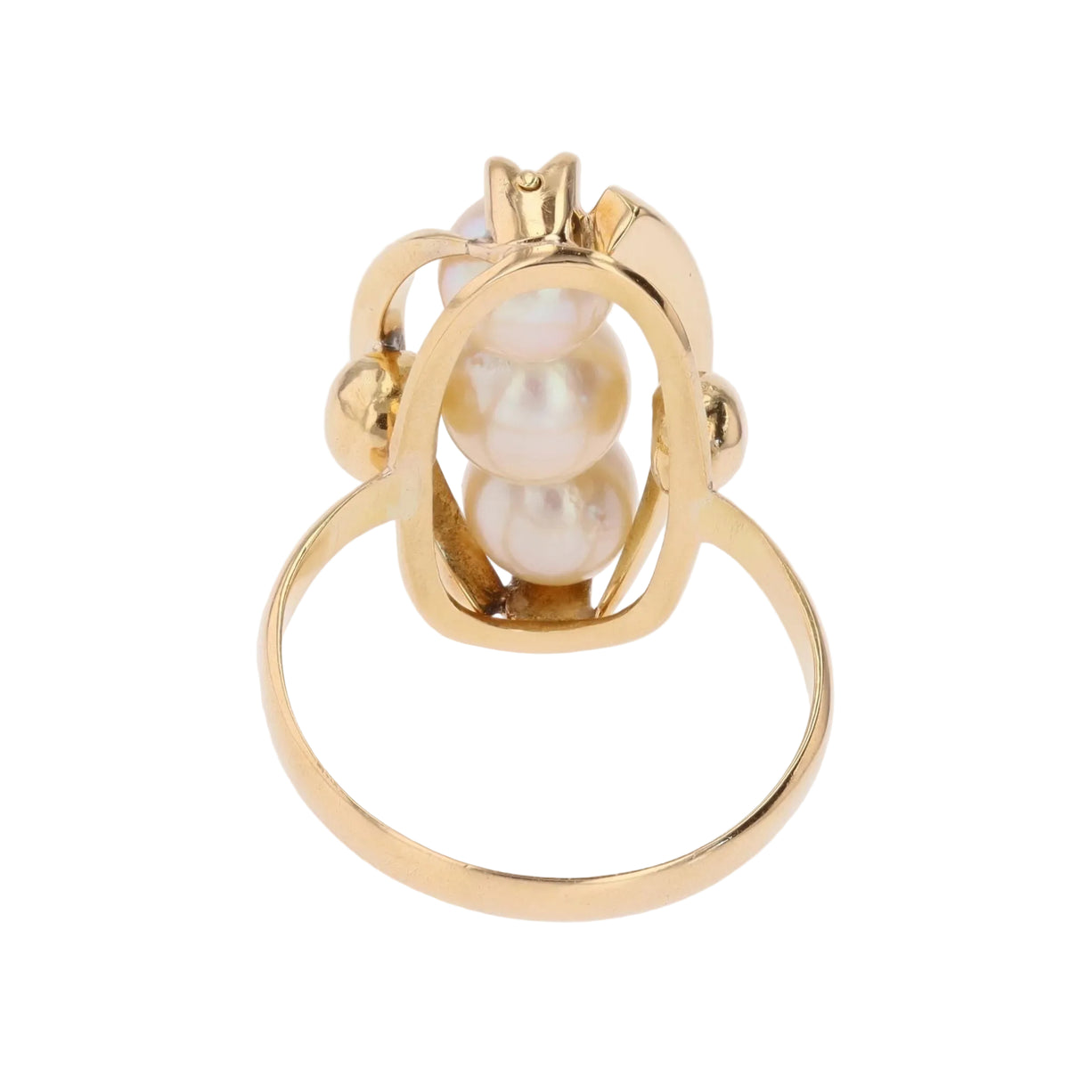 Bague Trilogie en or jaune et perles
