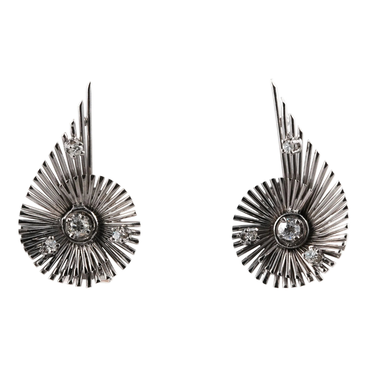 White Gold and Diamond Clip-On Earrings