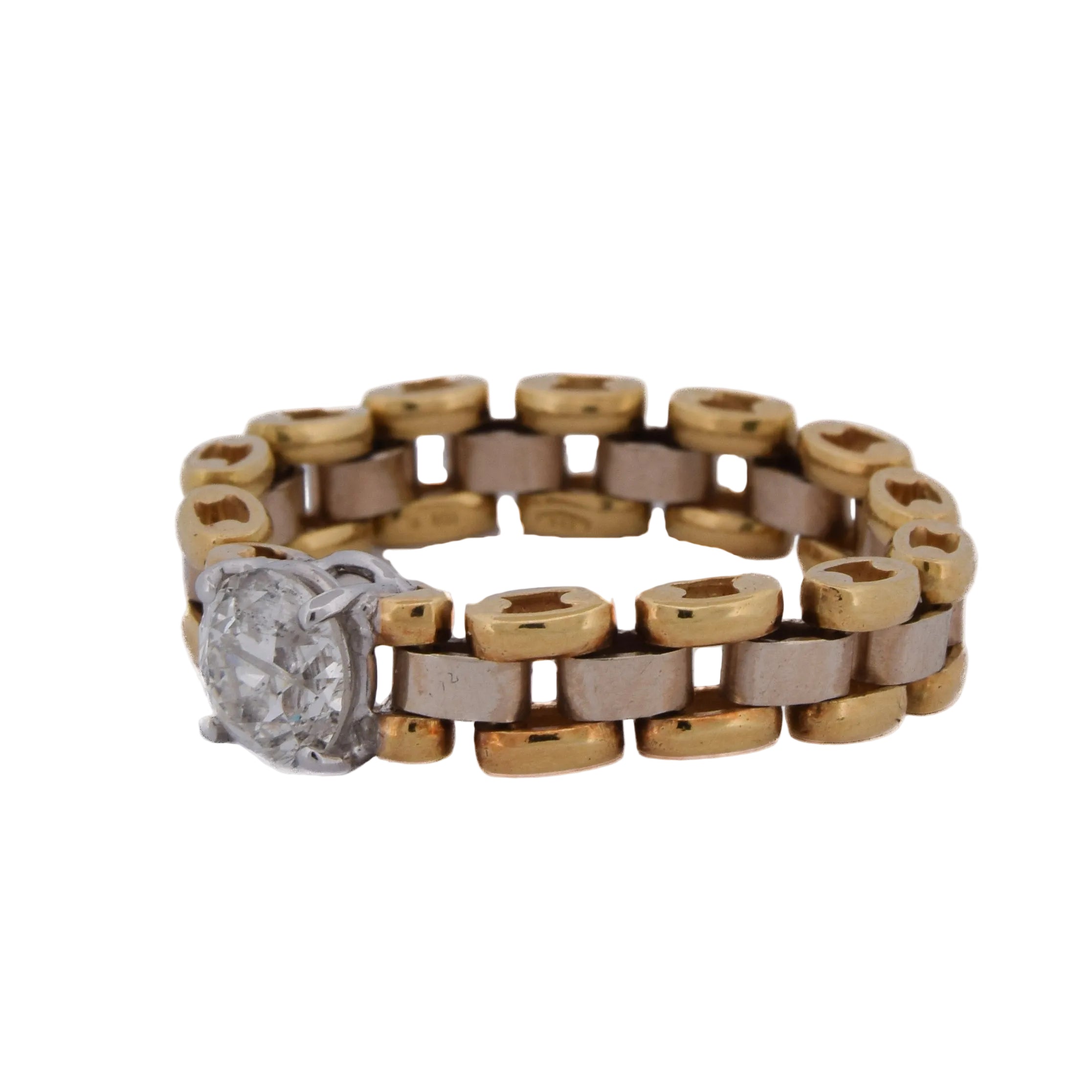 Ring in white gold, yellow gold, and diamonds