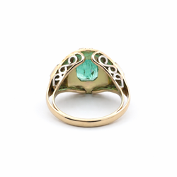 Bague Cocktail en or jaune, or blanc, émeraude et diamants