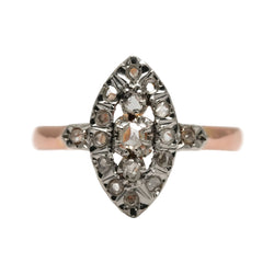 Marquise Ring in Yellow Gold and Diamonds