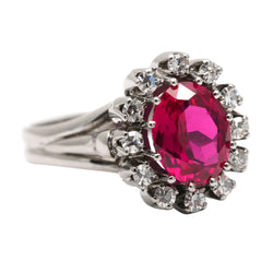 Entourage Ring in White Gold, Rubies, and Diamonds