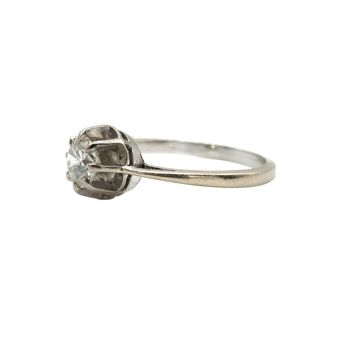 White Gold Solitaire Ring with Diamonds