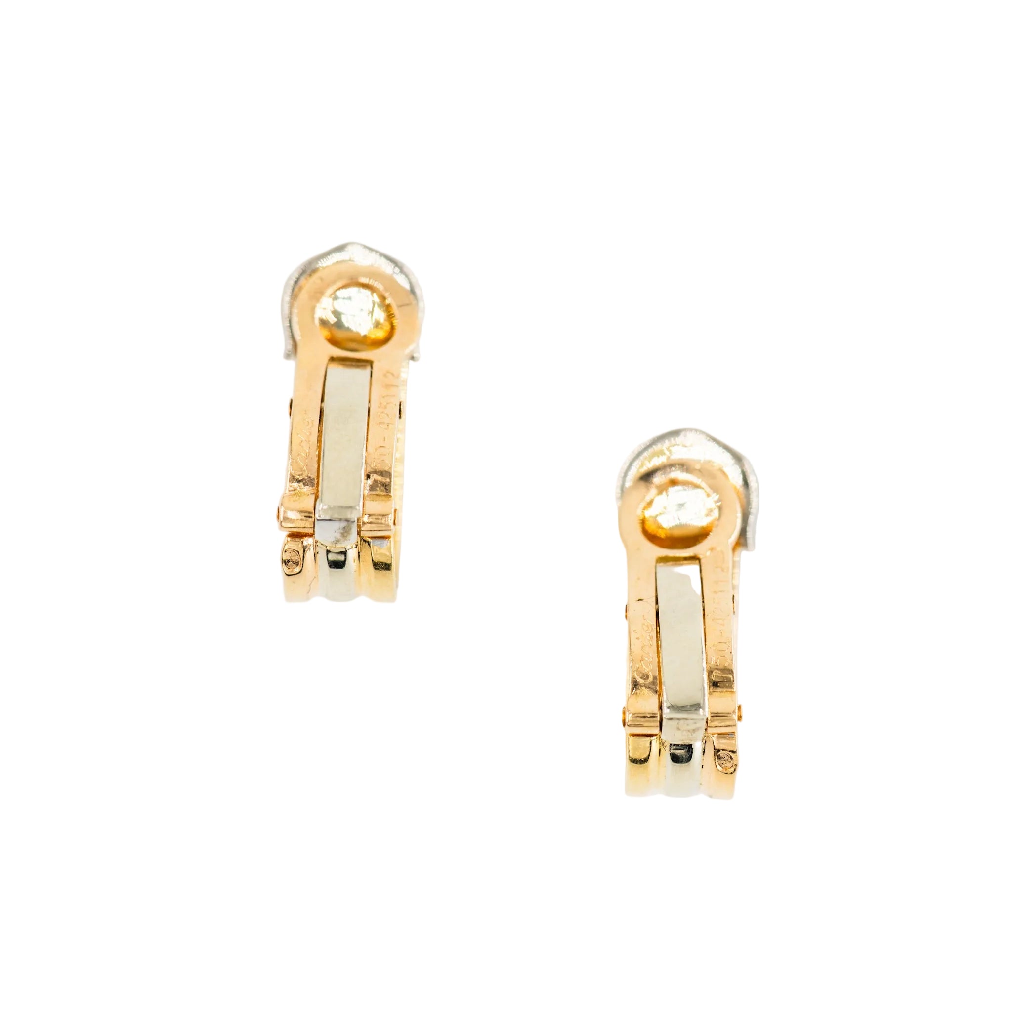 CARTIER "C de Cartier" Clip Earrings in white gold, yellow gold, and rose gold