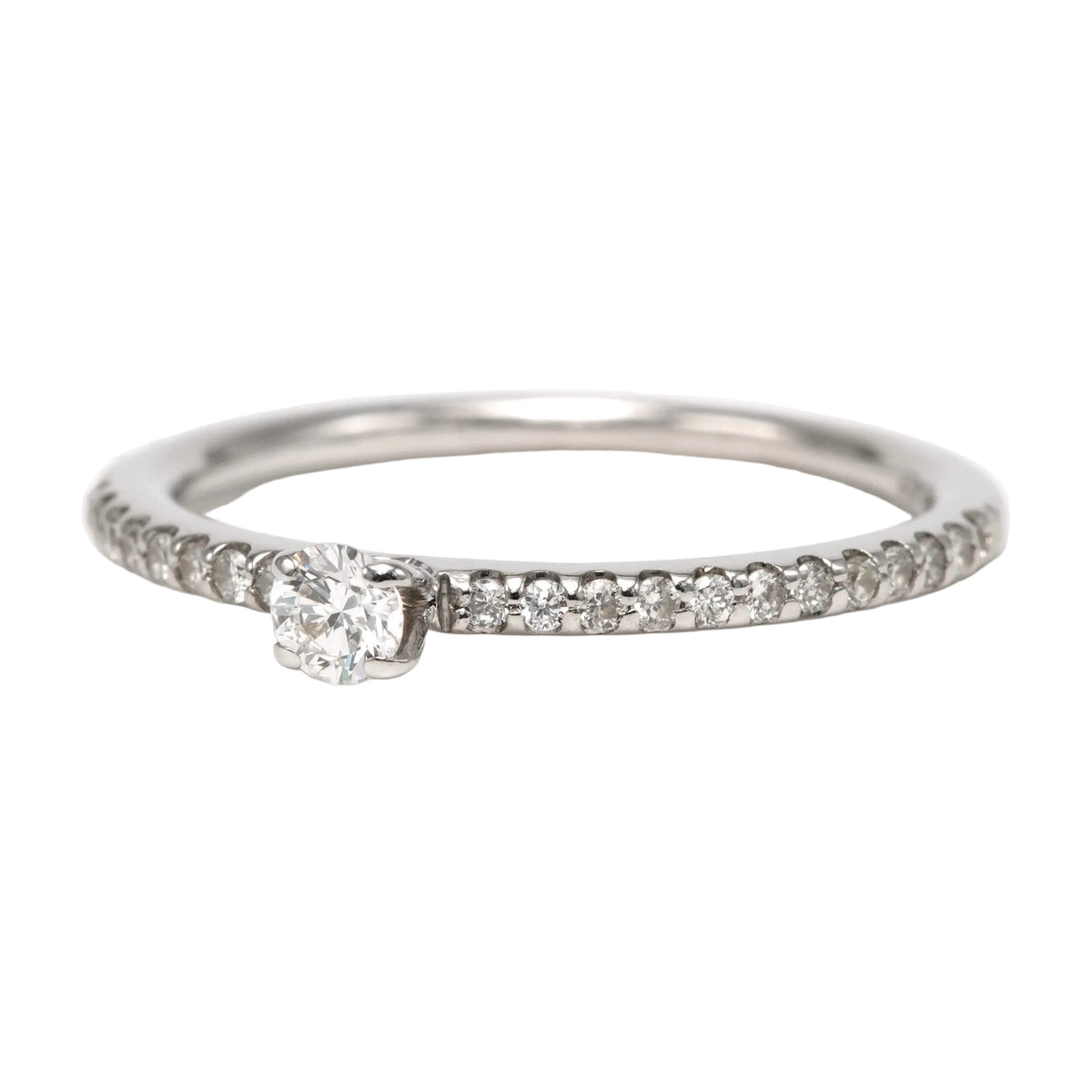 White Gold Solitaire Ring with Diamonds
