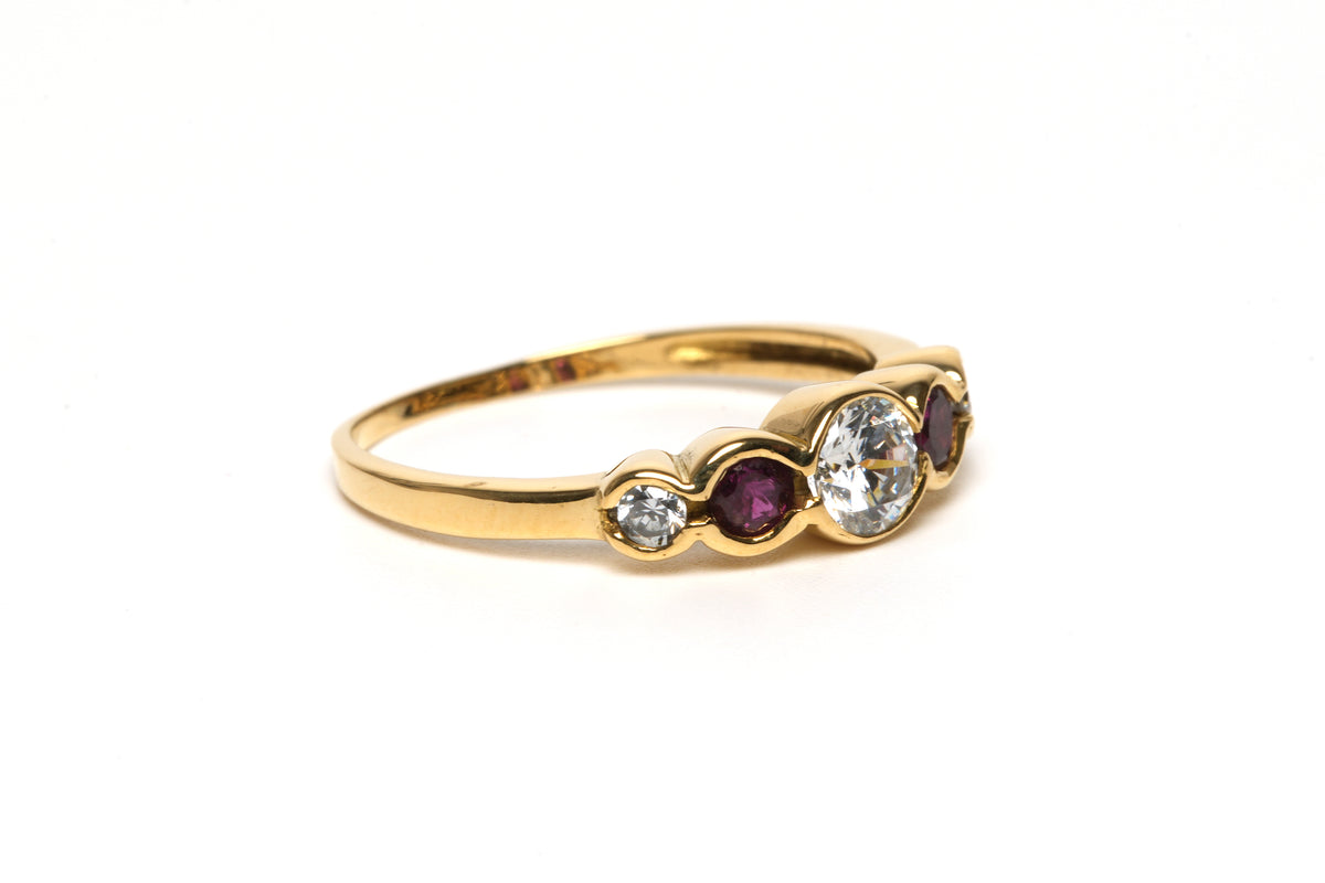 Yellow Gold Wedding Band with Rubies and Diamonds
