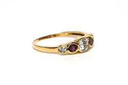 Yellow gold, Ruby and Diamond Wedding band Ring