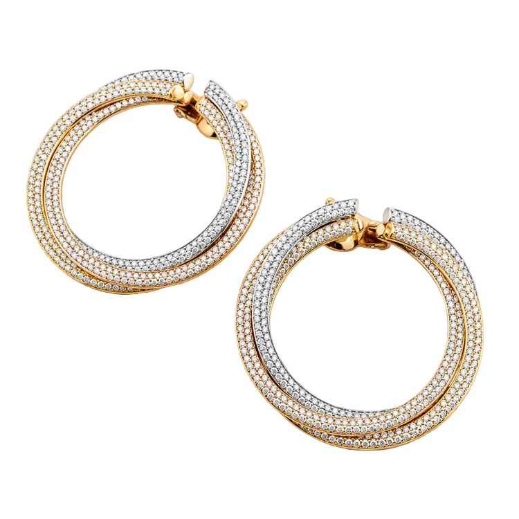 CARTIER "Trinity" Clip-On Earrings in white gold, yellow gold, rose gold, and diamonds