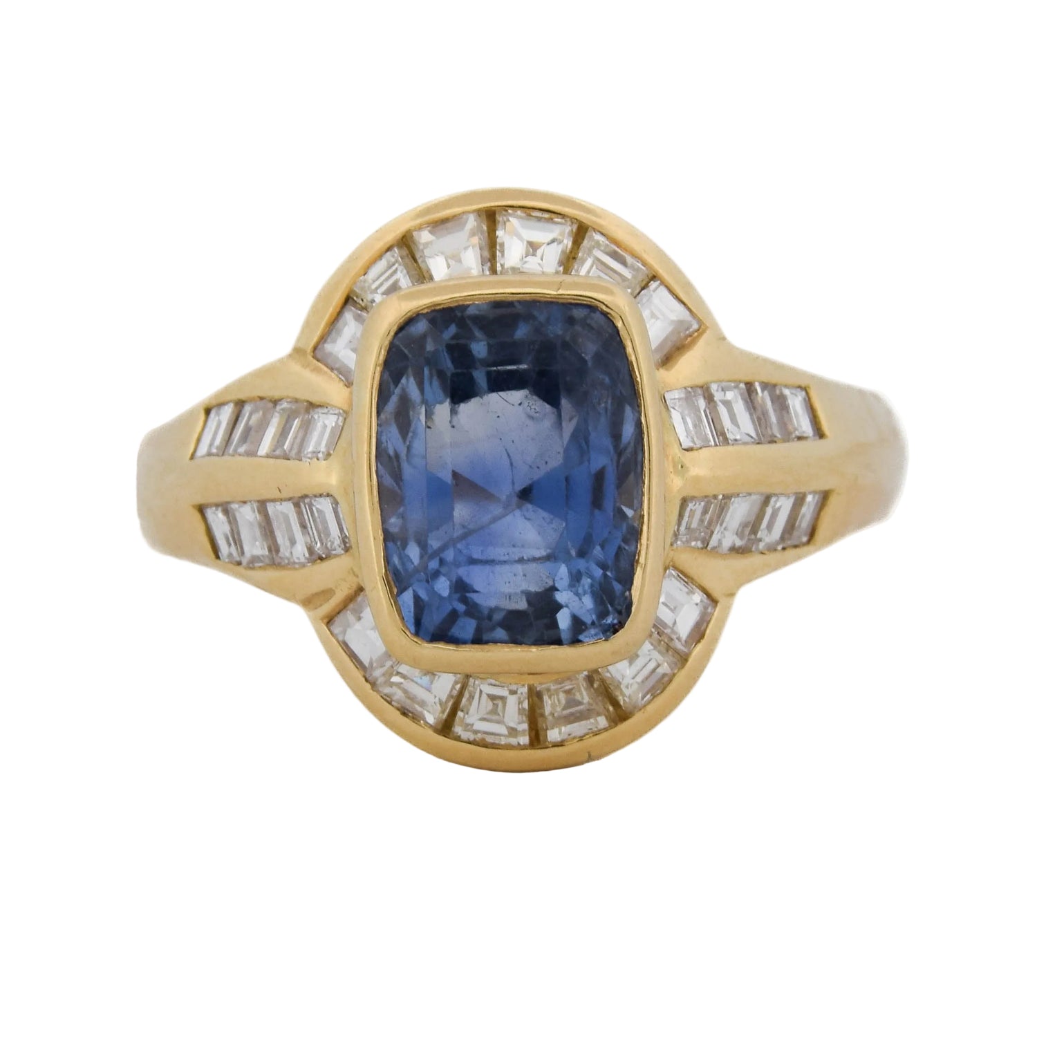 "Entourage" Ring in Yellow Gold, Sapphire, and Diamonds