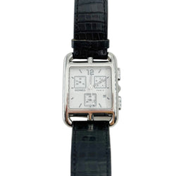 HERMÈS "Cape Cod Chrono" Watch in Steel and Leather