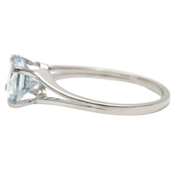 White Gold and Aquamarine Solitaire Ring