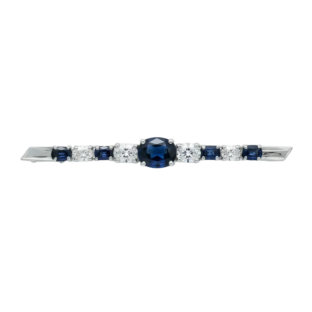 Brooch made of white gold, sapphires, and diamonds
