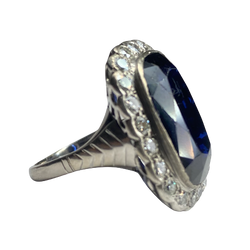 Entourage Ring in white gold, sapphire, and diamonds