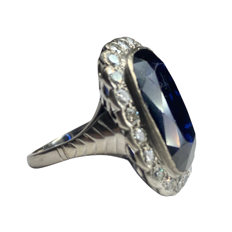 Entourage Ring in white gold, sapphire, and diamonds