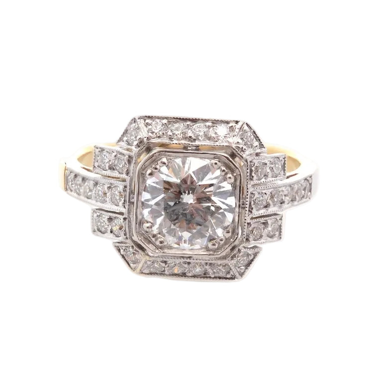 Entourage Ring in yellow gold, Platinum, and Diamonds