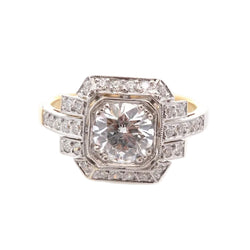 Entourage Ring in yellow gold, Platinum, and Diamonds