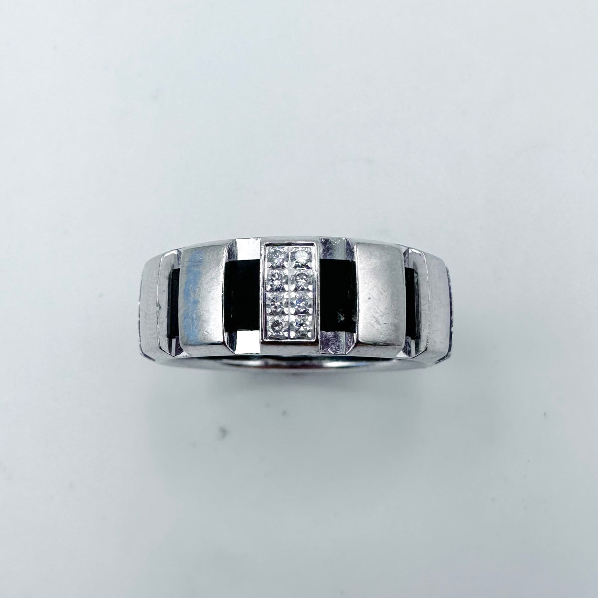 Bague Bandeau CHAUMET Class One en or blanc, diamants et caoutchouc