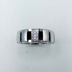 Bague Bandeau CHAUMET Class One en or blanc, diamants et caoutchouc