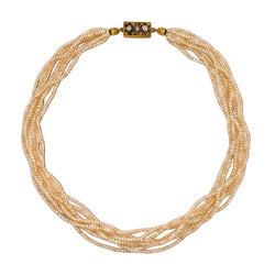 Yellow gold Necklace with Pearls and Diamonds