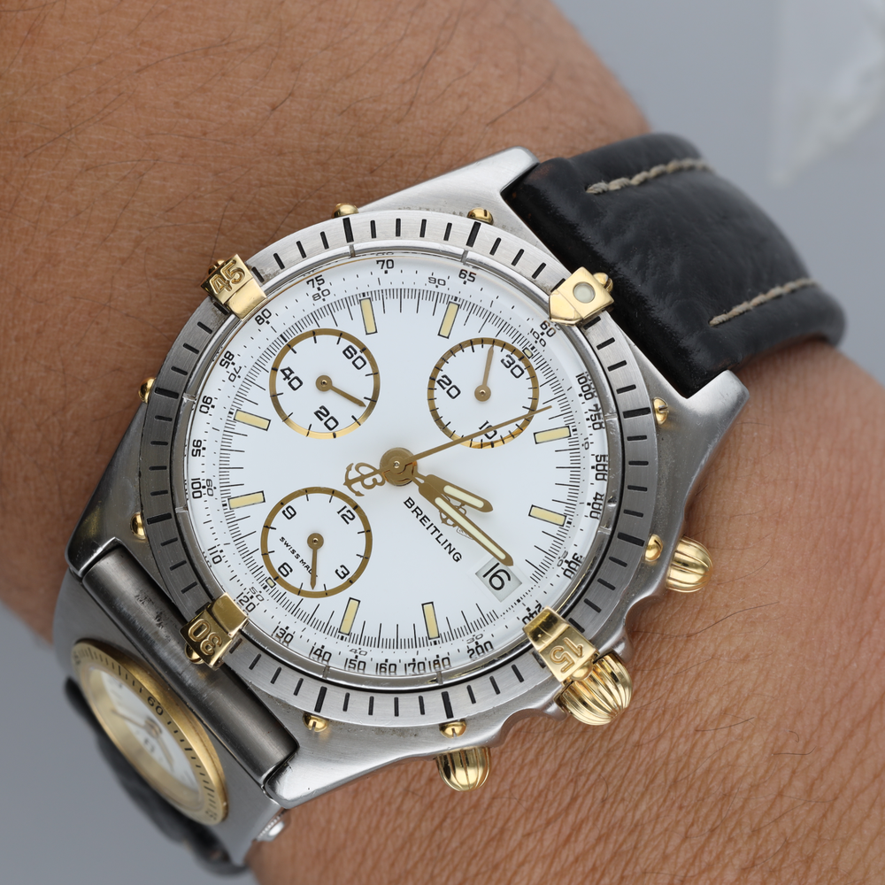 Montre BREITLING Chronomat en or jaune, acier et cuir
