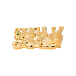 Cartier "Route des Indes" Brooch, Yellow gold with Emerald