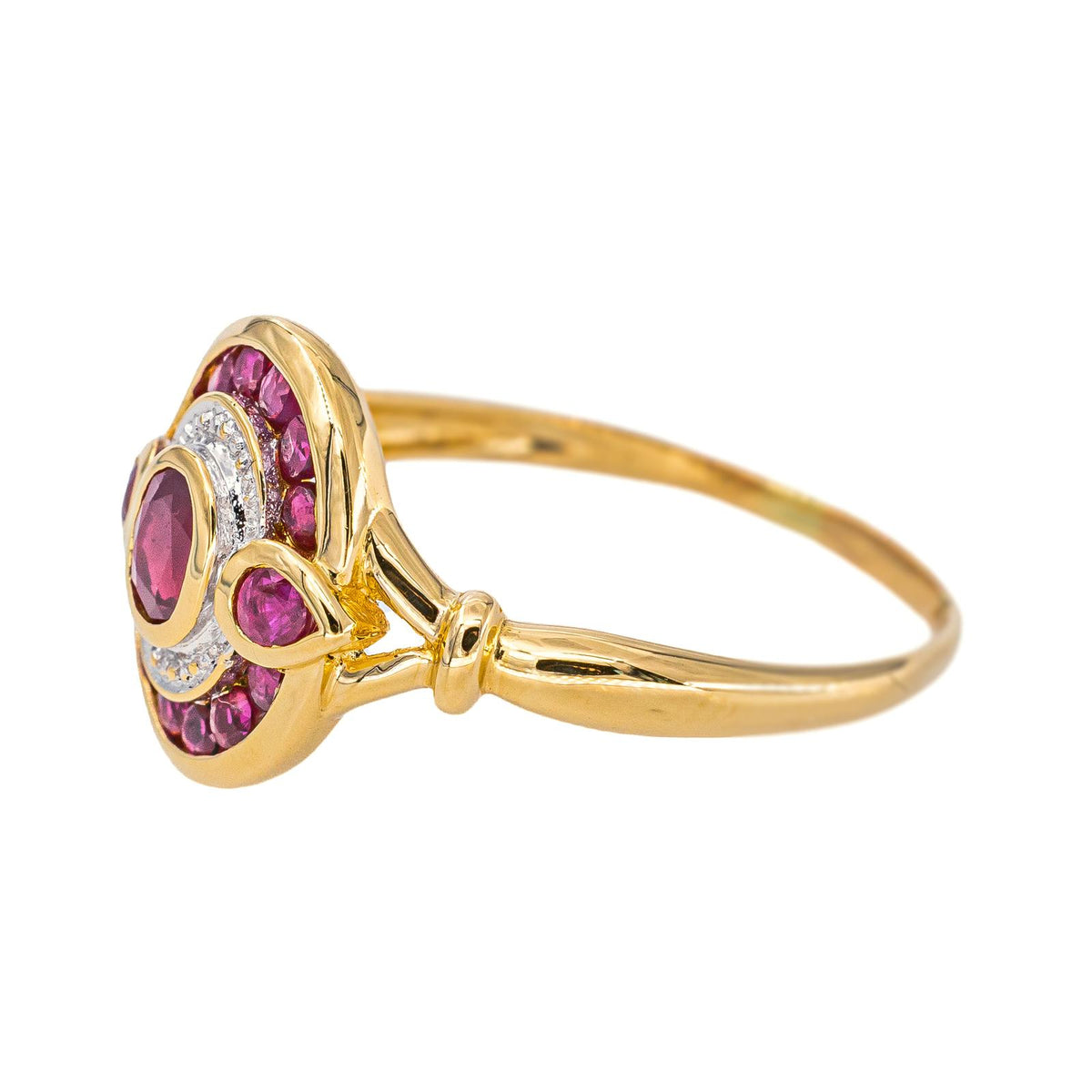 Bague Or jaune Rubis traité