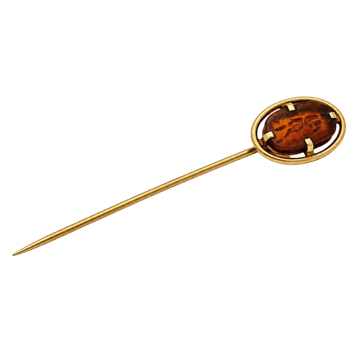 Yellow gold and carnelian brooch