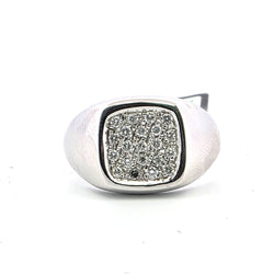 Bague Chevalière en or blanc et diamants