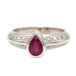 Bague Solitaire en or blanc, rubis et diamants