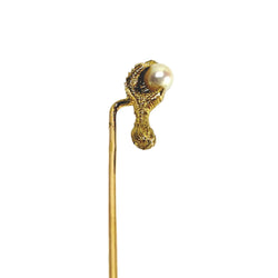 Yellow gold and pearl tie pin