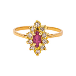 Marquise Ring in Yellow gold with Rubies