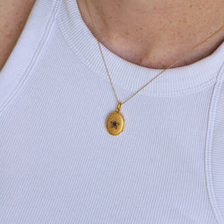 Antique Locket Pendant with Ruby, Sapphire, and Diamond Star Design in Yellow Gold