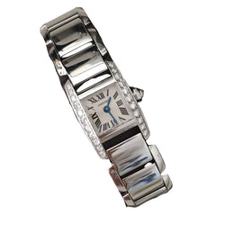 CARTIER "Tankissime" PM Watch in white gold, steel, and diamonds