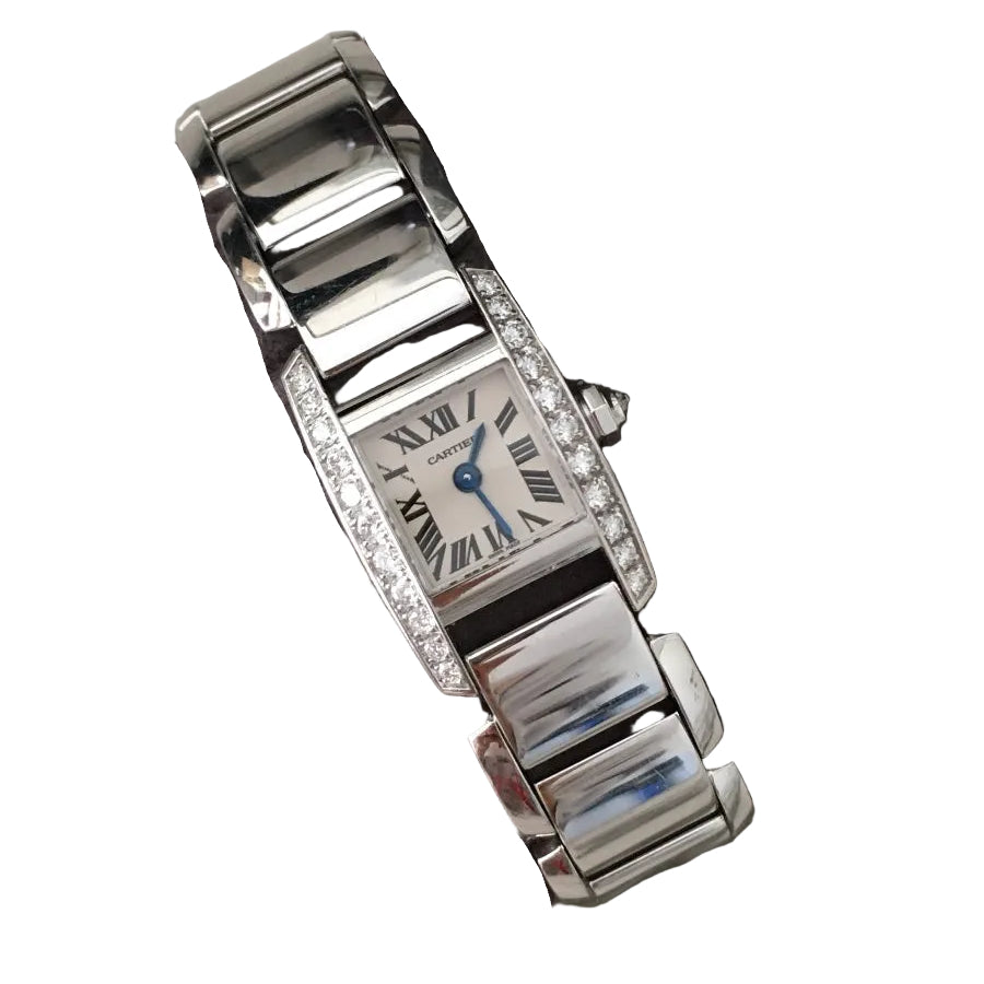 CARTIER "Tankissime" PM Watch in white gold, steel, and diamonds
