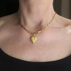Pendant Art Nouveau Heart Lily of the Valley Opals and Gold