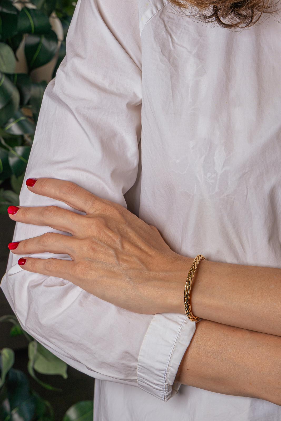 Yellow Gold Palm Leaf Link Bracelet