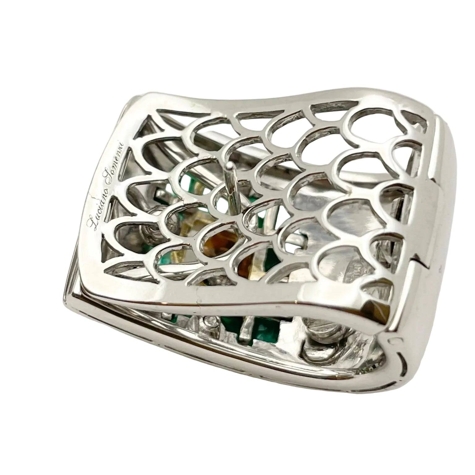 LUCIANO SOMENZI jewelry set in white gold, yellow gold, rose gold, emeralds, and diamonds