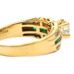 Band Ring in Yellow Gold, Emeralds, and Diamonds