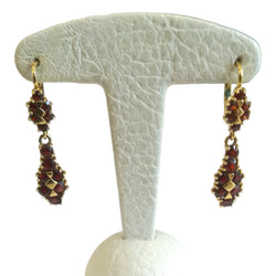 Yellow Gold Garnet Chandelier Earrings