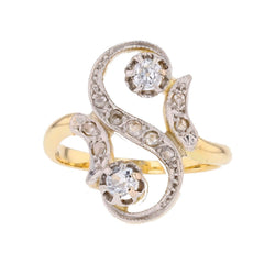 Yellow gold, Platinum, and Diamond ring
