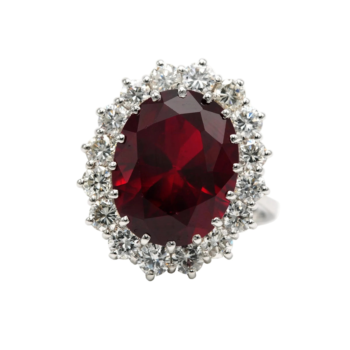 Entourage Ring in white gold, rubies, and diamonds