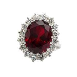 Entourage Ring in white gold, rubies, and diamonds
